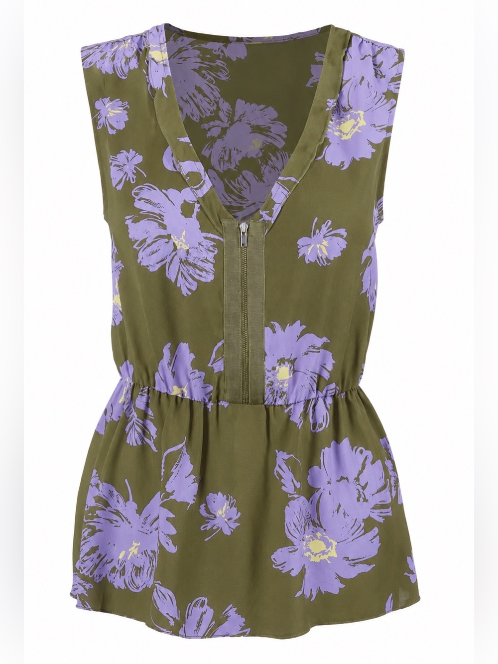 Cabi NWT green/purple floral celebrity top, XS